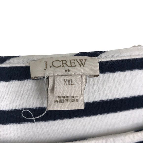 J. Crew Black & White Striped Popover Blouse w/Sheer Blk Lace Cuffs, frilly XXL - Picture 7 of 7